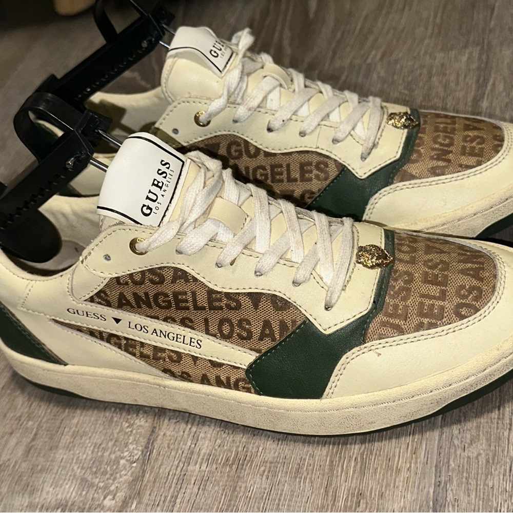 Guess Los Angeles Cream and Green Sneakers